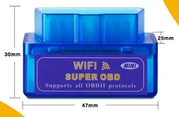 Kuum Mini Wifi Elm327 V1.5 OBD2 OBD-2 Adapteri ELM 327 Liides toetab kõiki obdii protokolle koos Pic18f25k80 IOS Iphone