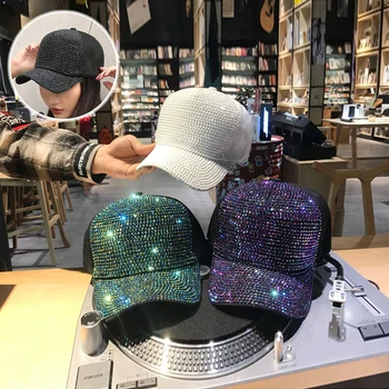 Naiste Tüdruk Kive Glitter Ronida Baseball Cap Suvel Puuvillane Müts Snapback Hip-Hop Clubwear Pool Müts