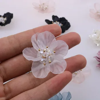 Akrüül rose pearl crystal lehe lille õie õmblemine plaastrid paik kleit teha, diy käsitöö