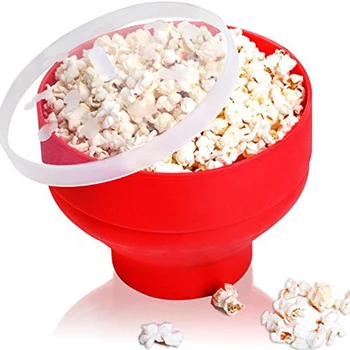 Popcorn Maker Mikrolaine Popkorn Popper Silikoon Kokkupandav Kokkupandav Kauss Kaanega DIY Popcorn Maker Kopp