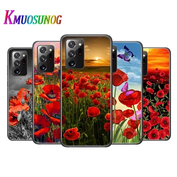 Must Kate Punased Moonid lillede maalimine Samsung Galaxy Märkus 20 20Ultra 10 lite 9 8 S10 5G S9 S8 S7 S6 Plus Telefoni Puhul