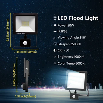 50W! LED Liikumisandur Tulvaprožektor Induktsiooni Stiilis IP65 Külm Valge Valgus 6000K Inimese Keha Induktsiooni veekindel Lamp