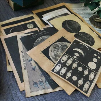 16Pcs Vintage Kosmos Planeedi Kohvi Värvimine Materjali Paber Käsitöö Paber Reisi Bullet Teataja Scrapbooking Päevik Album Dekoratiivsed