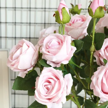 Flannelette Rose pearl Kunstlik värvikas lille kimp kaunistamiseks Pulmapidu Kodu Kaunistamiseks sztuczne kwiaty tilk laeva