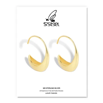 S'STEEL Geomeetriline Hoop Kõrvarõngad Naistele Sterling Hõbe Kõrvarõngas 925 Kuld Minimalistlik Mood Earings Jälitamise De Plata 925 Ehted