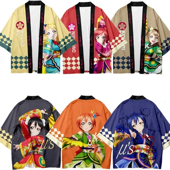 Jaapani Kimono Särk Anime Cosplay Yukata Haori Streetwear Lahtine Kampsun, Mantel Kleit Kleit Jakid Armastus Live Koomiline Pool Kostüümid