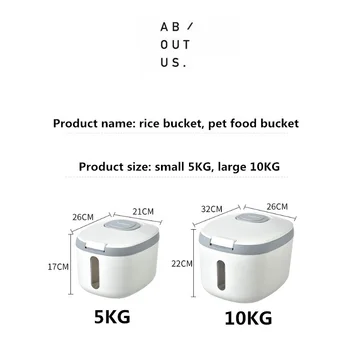 5L 10L Köök Konteiner Kopp Nano Putukate niiskuskindel Riis Kasti Tera Suletud Jar Kodu Hoidmine Lemmiklooma Koera Toidu Pood Box