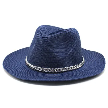 Päike müts naiste Hõbedast kett Suvel straw hat korter top lame nokk mütsi väljas vaba aja mereäärne päikesevarju beach müts hulgimüük