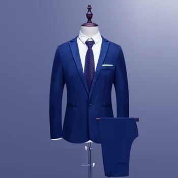 2021 Uus disain Meeste Slim Nuppu Sobiks Puhta Värvi Kleit, Pintsak Vastuvõtva Näita Jope Mantel & Pant Uus Mens Ametlik Bleiser#W