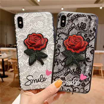 3D Kasvas Lill, Telefon Case For iPhone 11 Pro Max Naine Pits Tagasi Case Cover iPhone 7 8 6 6S Pluss X-XR, XS Max Silikoon Juhtudel