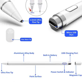 Universaalne Mahtuvuslik Pliiatsiga Puutetundlik Pliiats Smart Pen for IOS/Android Süsteemi Apple iPad Smart Telefon Pliiats Pliiats Puutetundliku Pliiatsi