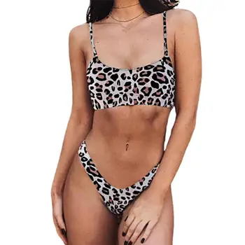 80% Kuuma Müüa Suve Naised Bikini Spagetid Rihmad Push Up Rinnahoidja, Püksikud Leopard Snakeskin trikoo Supelrõivad Sätestatud Ranna