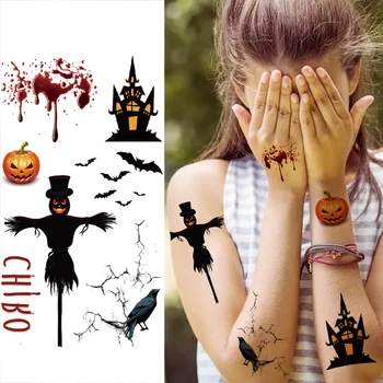 Akvarell Halloween Ajutiste Tätoveeringute Lastele Isiku Kasuks Asjade Mehed Realistlik Pvt Võltsitud Tatoos Body Art Tattoo Kleebis