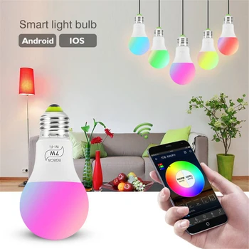 1/2/3tk hääljuhtimine 7W RGB Smart Lamp Juhitava E27, WiFi, LED-Lamp, 220V AC 110V Tööd Alexa Google Assistent