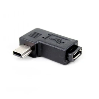 Musta Värvi 90 Kraadi Paremale Vasakule Nurga all Mini USB Type A Male To Micro USB Female Adapter