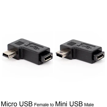 Musta Värvi 90 Kraadi Paremale Vasakule Nurga all Mini USB Type A Male To Micro USB Female Adapter