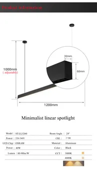 STINYTECH Juhe 3 Stiilid LED Ripats, Linear Light 40W Lakke Rippuma Lambi Inventar koos OSRAM Led Sise-Kontor