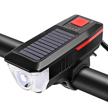 Bike tarvikud Solar Powered USB Laetav LED Jalgratta Esitulede Bike Pea Valguse Lamp + Sarv Kerge Jalgratta Flashlight2021