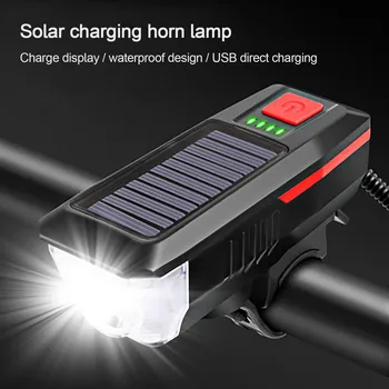 Bike tarvikud Solar Powered USB Laetav LED Jalgratta Esitulede Bike Pea Valguse Lamp + Sarv Kerge Jalgratta Flashlight2021