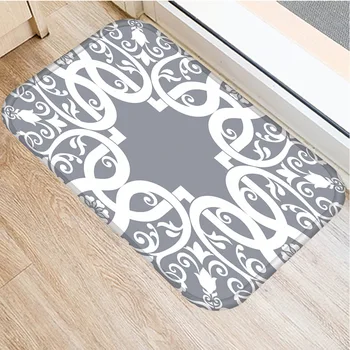 Gray Bohemian Mandala Flower Carpet Polyester Rug Non-slip Floor Mat Doormat For Bedroom Kitchen Door