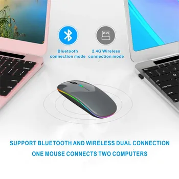 Bluetooth Hiirt, Laetav Ergonoomiline RGB USB-2.4 G Optiline Juhtmeta Mause ARVUTI Sülearvuti Macbook Xiaomi mi Dual Mode on Vaikne Hiired
