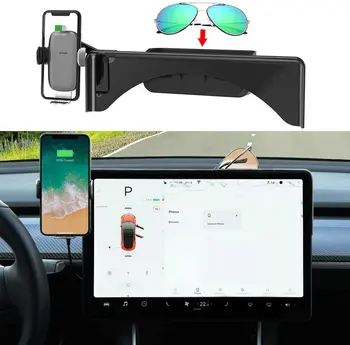 Sest Tesla Mudel 3 Mudel Y Telefoni Omanik Juhtmevaba Laadimine & Prillid Omanik Mobiiltelefoni Bracket Auto Ekraan