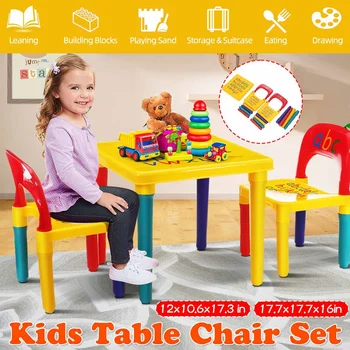 Kolm-ühes Multifunktsionaalne Kid Uuring Laste väike Laud Plastikust söögilaud Kombinatsioon üks laud ja kaks tooli