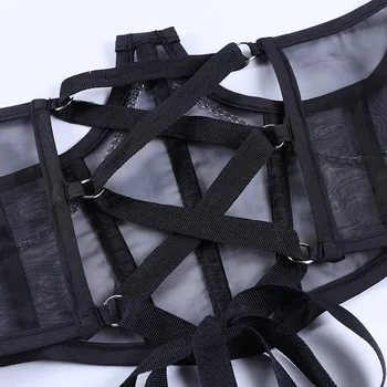 NewAsia Silma Korsett Top Kett Läbi Näha Pits Olkaimeton üles Värviga Bodycon Bustier Elegantne Naiste Vabaaja Streetwear 2021 Uus