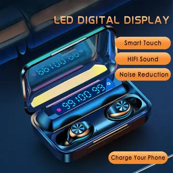 TWS Touch Juhtmeta Bluetooth-ühilduvad Kõrvaklapid, In-ear Müra Tühistamine Bluetooth Kõrvaklapid LED-Ekraan, 1200 MAh Aku Kast