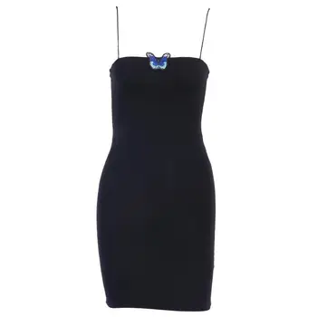 2021 uus batuut naiste kleit väike lõhnaaine slim prantsuse liblikas seksikas suspender väike must kleit suve