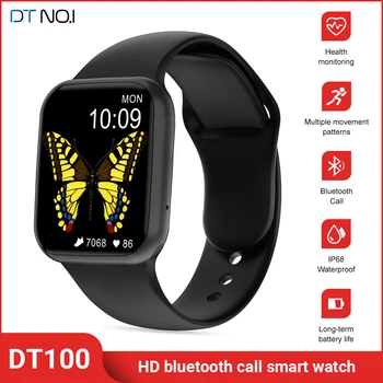 DT NR.Ma DT100 IP68 Veekindel Smart Watch Bluetooth Kõne Muusika Südame Löögisageduse Monitori Pikaks Ooterežiimis Sport Smartwatch Meeste Naiste
