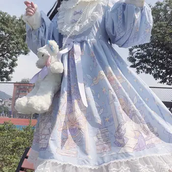 Kawaii Lolita Stiilis Kleit Naiste Pits Neiu Kostüüm Kleit Armas Jaapani Magus Kleidid Peter Pan Krae Üks Suurus, Tüdrukute