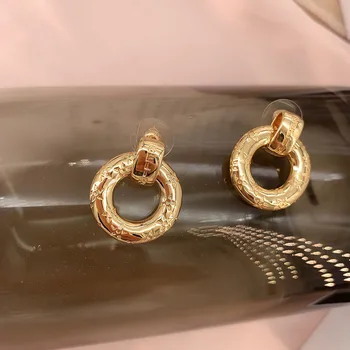Täht graveeritud julge ringi tilk kõrvarõngad naistele kuld avaldus kõrvarõngad vintage luksus brand ehted 2021