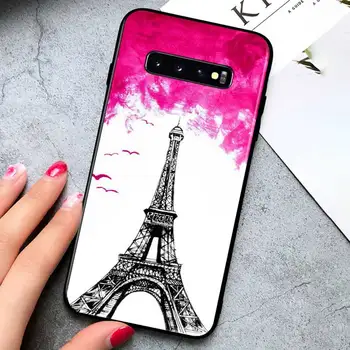 Londoni, Pariisi Eiffeli Torn Samsung Galaxy Märkus 20 S20 FE Lite Ultra 10 9 8 Pro S10E S10 5G S9 S8 S7 S6 Plus Black Telefoni Puhul