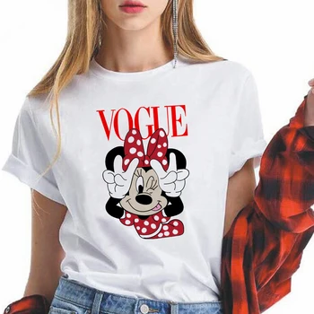 Harajuku Esteetika Tshirt Miki Minni Kiss Hiirt Armastavad Prindi Lühikese Varrukaga Topid Tees Mood Vabaaja Disney T-Särk Dropship