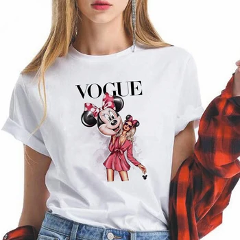 Harajuku Esteetika Tshirt Miki Minni Kiss Hiirt Armastavad Prindi Lühikese Varrukaga Topid Tees Mood Vabaaja Disney T-Särk Dropship