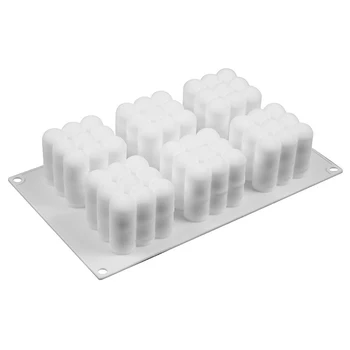 6 Õõnsused Silikoon Küünal Hallituse 3D Kuubik Square Mull DIY Non-stick Köök Magustoit Kook Sahtel Ahju Ohutu Kook Hallitusseened