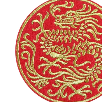 Hiina Stiilis Ring Dragon Phoenix Topelt Õnne Kätt õmblema Plaaster Raud Tikandid Applique Pulmad Decor Märgid