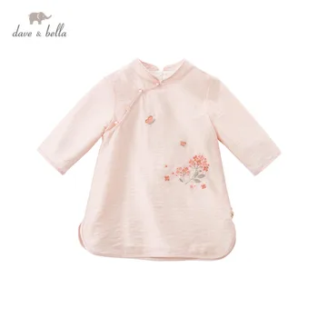 DBM17250 dave bella kevadel beebi tüdruk Hiina stiilis lilleline kleit laste mood pool kleit lapsed imiku lolita riided
