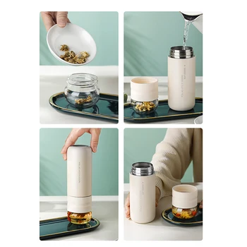 Isoleeritud Cup Filter Roostevabast Terasest Tee Pudel Cup Klaas Infuser Eraldab Tee ja Vesi 300ML Termosed Vaakum Kolbi
