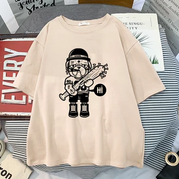 Cartoon Armas Pesapalli Koer Naiste T-Särk Hip-Hop Vabaaja Tshirts 2021 Harajuku Trendikas T-Särgid Suvel Mustas Tees Naiste 2021