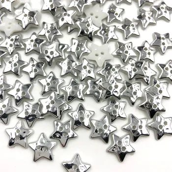 50tk 12,5 mm Metallik Silver Star 2 Auku (Nööpide Õmblemine Kleit Särk Poiss Rõivaste Õmblemine Tarvikud Külalisteraamatusse Jõulud PT301
