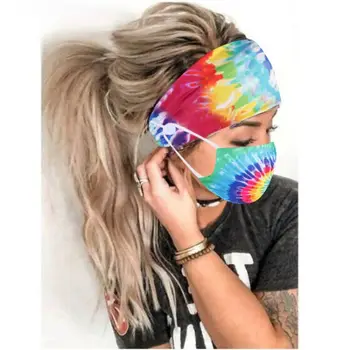 Rainbow Värvi Unisex 2 Tk/komplekt Naistele Nuppu Peapael Mask Turban Juuste Aksessuaarid, Elastne Hairbands Naiste Juuksed Bänd