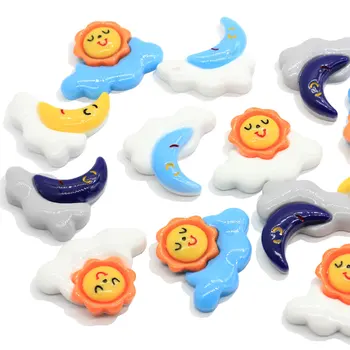 50/100tk Smiley Vaik Sun Moon Kujuline Flatback kivi ümber Kawaii Mini Nukumaja Lapsed Juuksed Vibu Tarvikud DIY Vaigud Embellishme