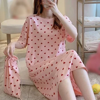 Naiste Puuvillane Sleepshirts Nightgowns Cartoon Öö Kleit Mood Tüdrukud Nighty Sleepwear Daamid Nightwear Suvel Homewear
