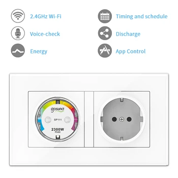 Gosund WiFi Smart Pistik 15A Adapter Wireless Remote hääljuhtimine Power Energy Monitor Pistikupesasse Taimer Pesa Alexa Google Kodu