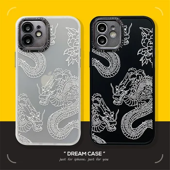 Retro müüt Hiina draakon Matt Telefon case For iPhone MiNi 12 11 Pro MAX X XS XR 7 8 plus SE Vaakum katmine Pehmest silikoonist kate
