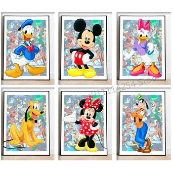 Disney Miki Hiir ja piilupart Donald Ruut, Ring Diamond Maali 5D Koomiline ristpistes Diamond Mosaiik Pilt Kodu Kaunistamiseks