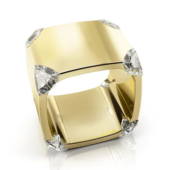 Populaarne Luksus Square Light Metal Nurgas Ring Crystal Naiste Kaasamine Pulmapidu Rõngad Ehted Suurus 6-13
