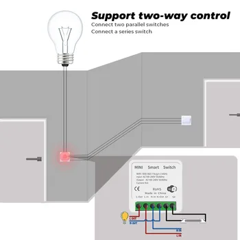 Smart Life/Tuya MINI 16A Smart WIFI DIY Lüliti LED Valgus Toetab 2-Tee,APP Kaugjuhtimispuldi Tööd Alexa Echo Google Kodu